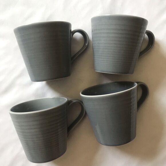 Royal Doulton Gordon Ramsay 4 Pc Set Coffee Cups Mugs Maze Gray 3 5/8” *No Chips - Picture 3 of 6